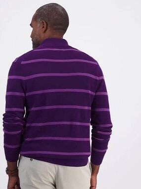 Club Room Men's Purple Striped Zip-Up Sweater